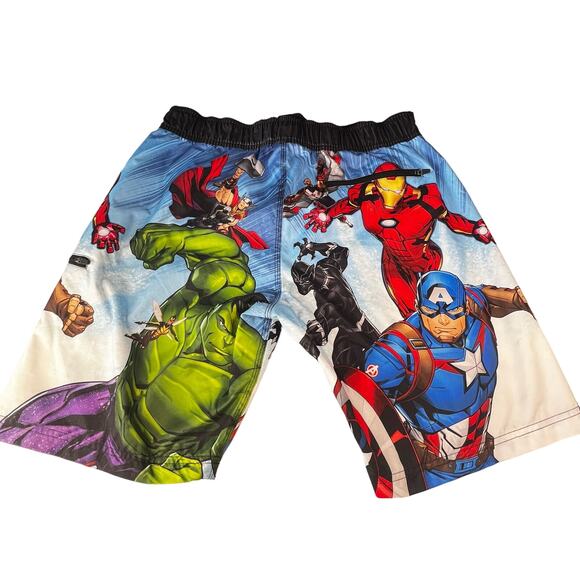 Marvel Superheroes Swim Trunks Mens M Captain America Thor Hulk Iron Man - Picture 3 of 8